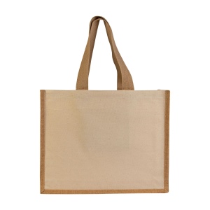 Shopper en juta et canvas avec soufflet à la base 3