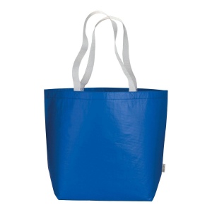 Shopper en R-PET laminé avec soufflet à la base - longues poignées en polyester 6