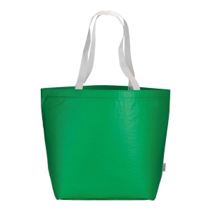 Shopper en R-PET laminé avec soufflet à la base - longues poignées en polyester 8