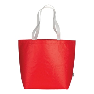 Shopper en R-PET laminé avec soufflet à la base - longues poignées en polyester 10