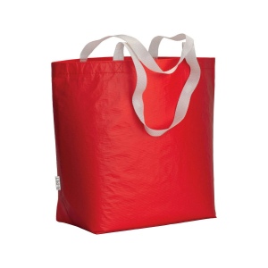 Shopper en R-PET laminé avec soufflet à la base - longues poignées en polyester 4