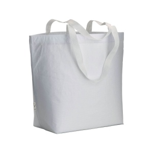 Shopper en R-PET laminé avec soufflet à la base - longues poignées en polyester 5
