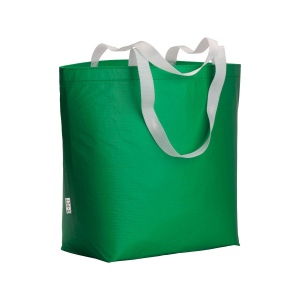 Shopper en R-PET laminé avec soufflet à la base - longues poignées en polyester 3