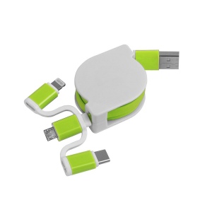 Cable d'alimentation USB type C, lightning, micro USB retractable