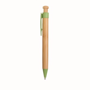 Stylo à déclic en bambou avec clip et pointe en paille de blé (50%) et PP (50%) 4