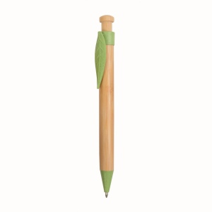Stylo à déclic en bambou avec clip et pointe en paille de blé (50%) et PP (50%) 5