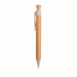Stylo à déclic en bambou avec clip et pointe en paille de blé (50%) et PP (50%) 6