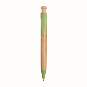 Stylo à déclic en bambou avec clip et pointe en paille de blé (50%) et PP (50%) 2