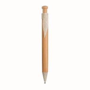 Stylo à déclic en bambou avec clip et pointe en paille de blé (50%) et PP (50%) 3