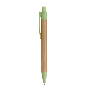Stylo à déclic en bambou avec  détails paille de blé (50%) et PP (50%) 7