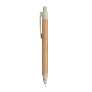 Stylo à déclic en bambou avec  détails paille de blé (50%) et PP (50%) 8