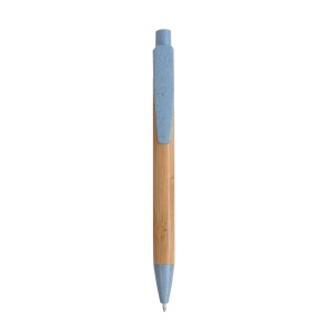 Stylo à déclic en bambou avec  détails paille de blé (50%) et PP (50%) 4