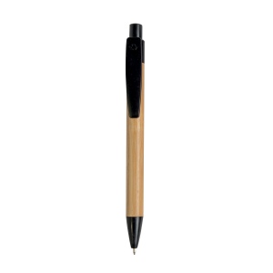 Stylo à déclic en bambou avec  détails paille de blé (50%) et PP (50%) 6