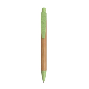 Stylo à déclic en bambou avec  détails paille de blé (50%) et PP (50%)