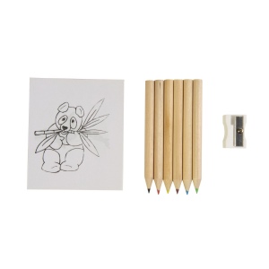 Set composé de 6 crayons en bois, taille-crayon en plastique et album, dans une boite 5