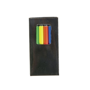 Set de 6 crayons en bois colorés fluo, section cylindrique, dans boite en bois 5