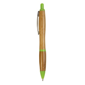 Stylo à declic en bambou avec détails chromés 6