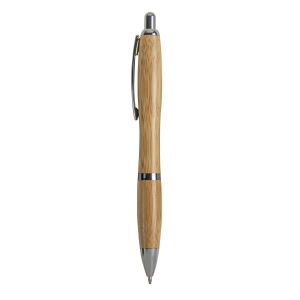 Stylo à declic en bambou avec détails chromés 7