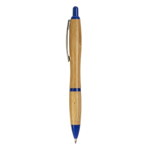 Stylo à declic en bambou avec détails chromés 8