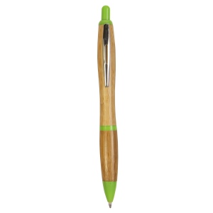 Stylo à declic en bambou avec détails chromés 2