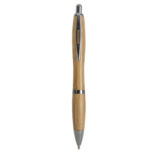 Stylo à declic en bambou avec détails chromés 3