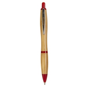 Stylo à declic en bambou avec détails chromés 5