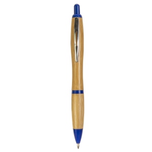 Stylo à declic en bambou avec détails chromés 4