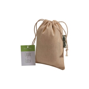 Pochon cadeau en coton organique, 140 g/m2, 10 x 14 cm