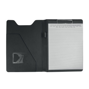 Pochette porte-documents en PU. Bloc de 20  feuilles à lignes, clip en métal 3
