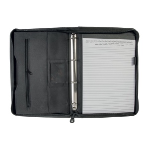 Pochette porte-documents en microfibre et simili cuir. Reliure à anneaux. 3