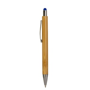 Stylo à pression avec corps en bambou, touch coloré et pointe chromée 7