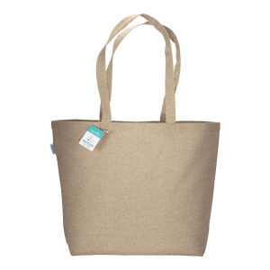 Tote-bag avec soufflet en coton recyclé 190 g/m2, anses longues 12