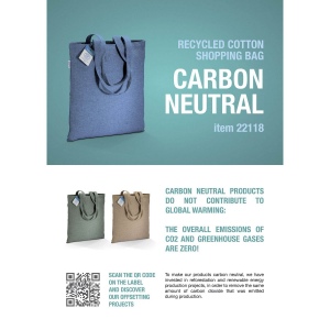 Tote-bag en coton recyclé à impact carbone neutre 280 g/m2, anses longues 9