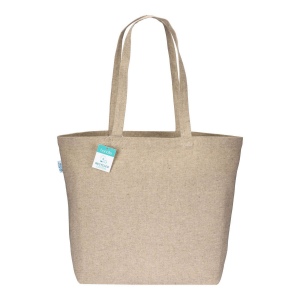 Tote-bag avec soufflet à la base en coton recyclé 280 g/m2, anses longues 12