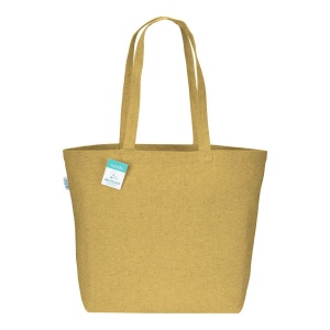 Tote-bag avec soufflet à la base en coton recyclé 280 g/m2, anses longues 22
