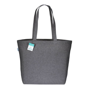 Tote-bag avec soufflet à la base en coton recyclé 280 g/m2, anses longues 24