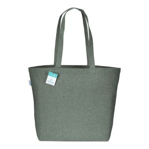 Tote-bag avec soufflet à la base en coton recyclé 280 g/m2, anses longues 26