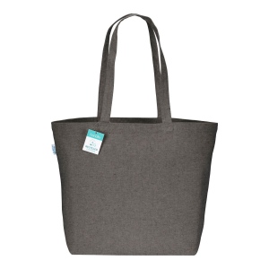 Tote-bag avec soufflet à la base en coton recyclé 280 g/m2, anses longues 30