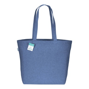 Tote-bag avec soufflet à la base en coton recyclé 280 g/m2, anses longues 18