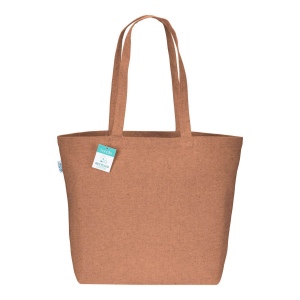 Tote-bag avec soufflet à la base en coton recyclé 280 g/m2, anses longues 20