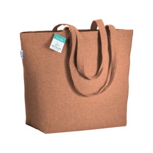 Tote-bag avec soufflet à la base en coton recyclé 280 g/m2, anses longues 6