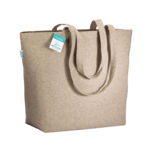 Tote-bag avec soufflet à la base en coton recyclé 280 g/m2, anses longues 2