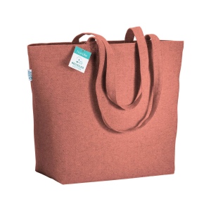 Tote-bag avec soufflet à la base en coton recyclé 280 g/m2, anses longues 10