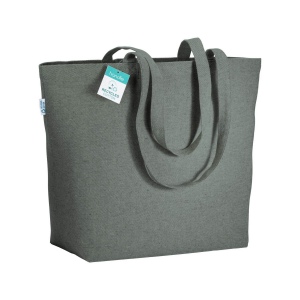 Tote-bag avec soufflet à la base en coton recyclé 280 g/m2, anses longues 9