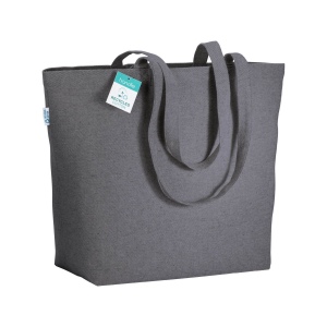 Tote-bag avec soufflet à la base en coton recyclé 280 g/m2, anses longues 8