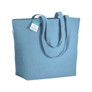 Tote-bag avec soufflet à la base en coton recyclé 280 g/m2, anses longues 3