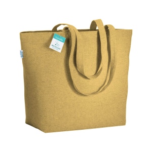 Tote-bag avec soufflet à la base en coton recyclé 280 g/m2, anses longues 7