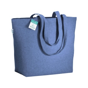 Tote-bag avec soufflet à la base en coton recyclé 280 g/m2, anses longues 5