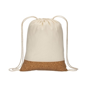 Sac-à-dos en coton 135g/m2 avec fermeture par cordon, base en liège 3