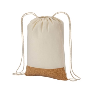 Sac-à-dos en coton 135g/m2 avec fermeture par cordon, base en liège 2